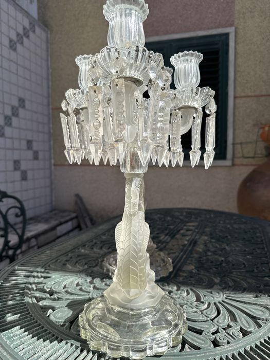 Candelabros estilo Baccarat Cristal Sereia de três lumes- par