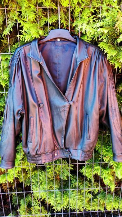 kurtka ramoneska czarna skòrzana skóra M L