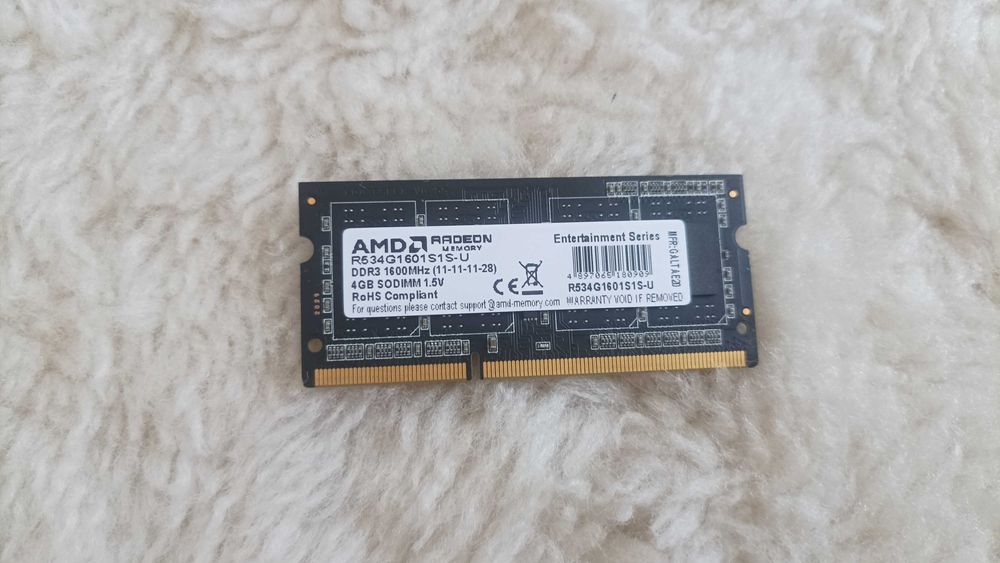 Оперативна пам'ять AMD 4gb ddr3 1600mhz so-dimm