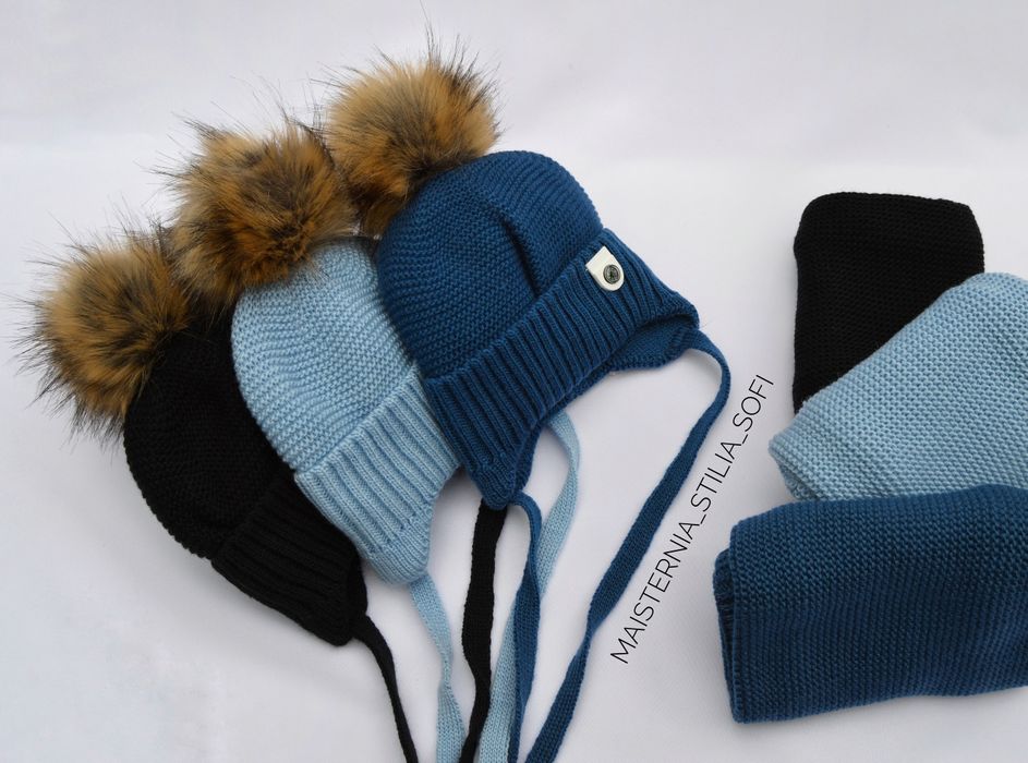Зимова шапка на флісі+снуд