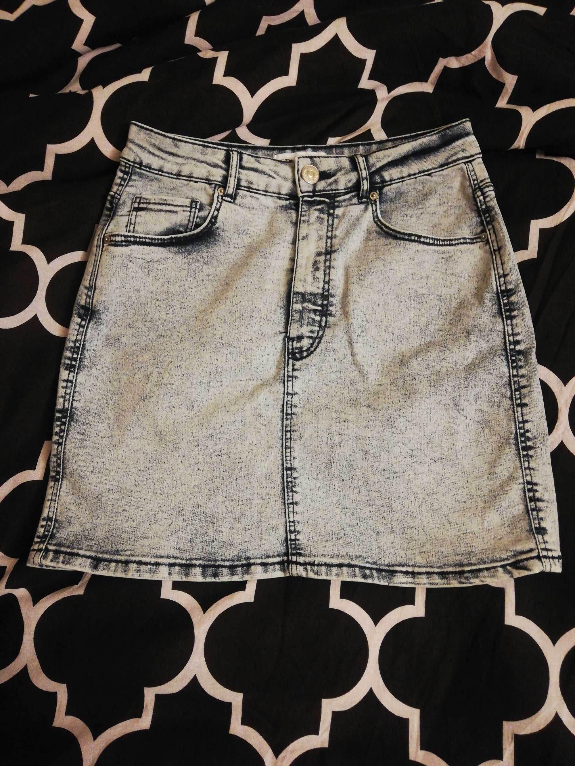 Spódnica jeans , Spódniczka mini Zara r. S niebieska lato