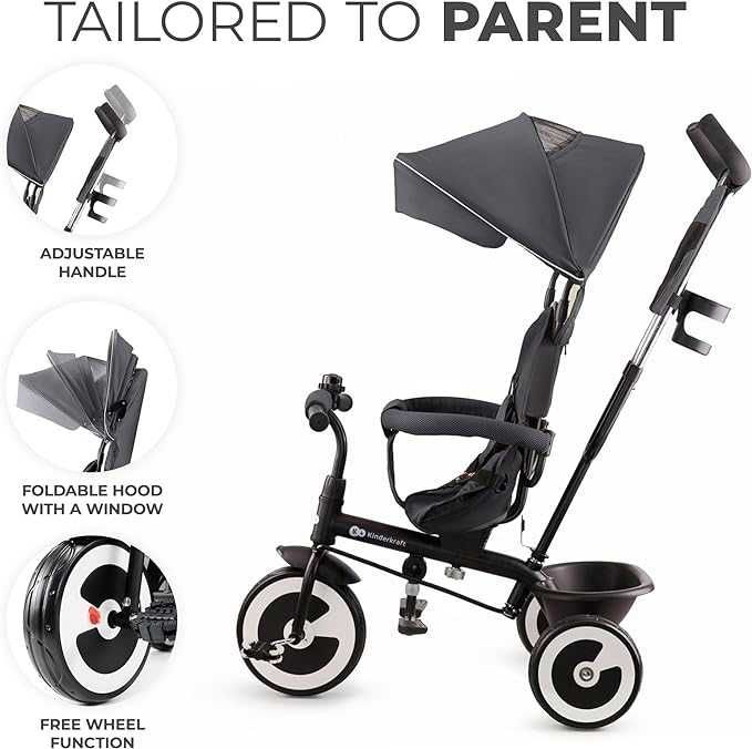 Kinderkraft Rowerek trójkołowy ASTON Grey Dwa kierunki jazdy NOWY