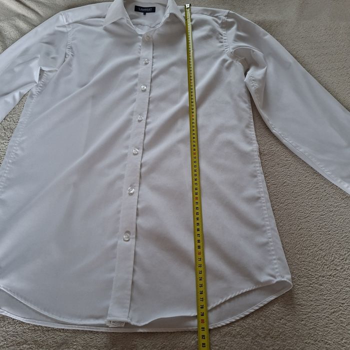 Koszula Lambert M slim fit biała na spinki kołnierzyk 39