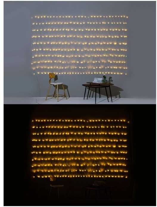 Świąteczna, dekoracyjna kurtyna świetlna 2.5x1.8m 320 światełek