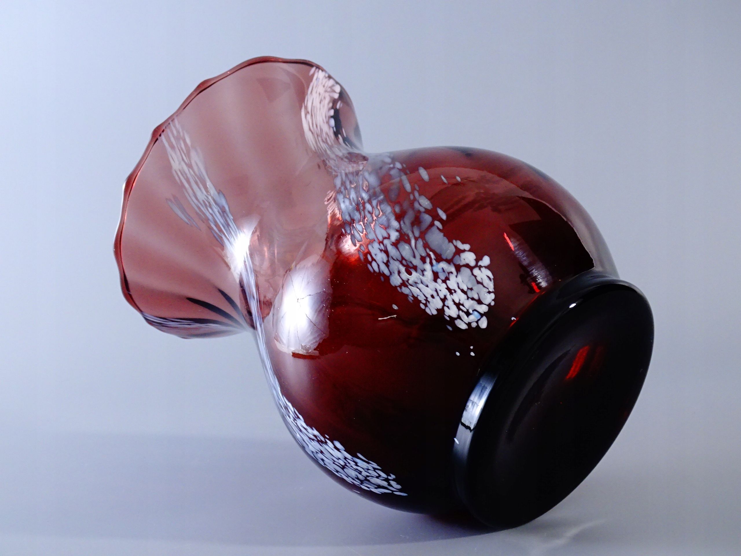 huta szkła laura piękny fioletowy wazon
