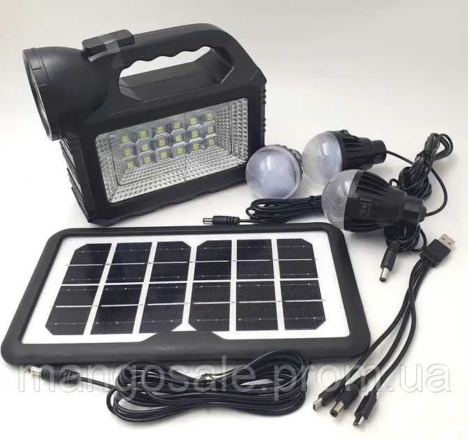 ПОТУЖНИЙ! Ліхтар PowerBank, з сонячною зарядкою + лампочки 3 шт