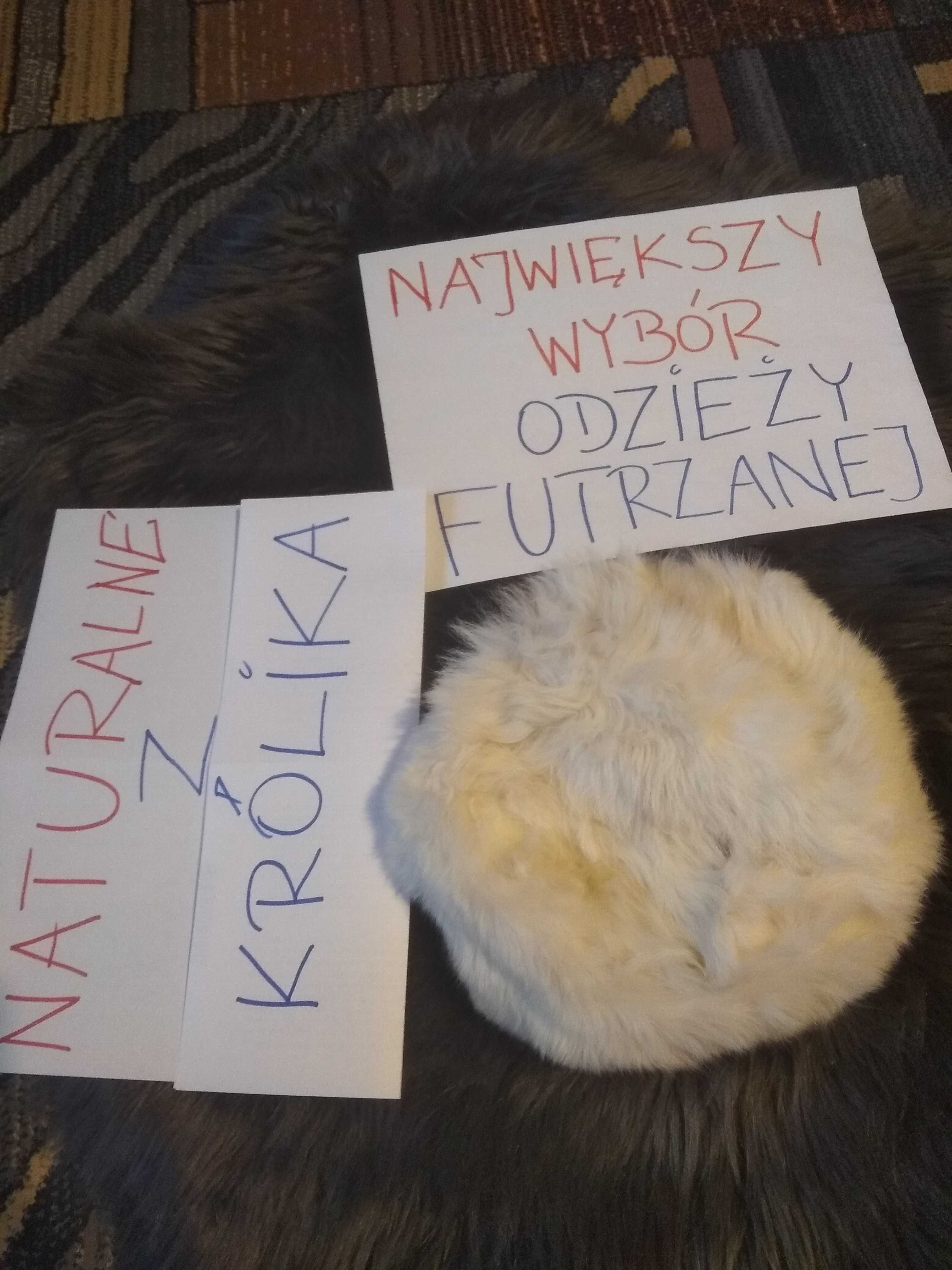 *piękna milutka Futro Królika czapeczka czapka Naturalna na Polarze