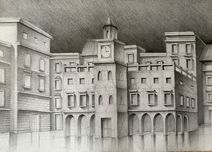 Rysunek architektura/ rysunek ratusz/obraz