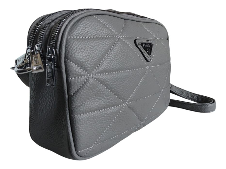 Torebka Damska A5, Pikowana Szara Mała Listonoszka, Kuferek Damski