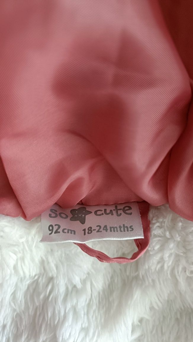 Kurtka zimowa na zimę dla dziewczynki dziewczęca różowa ciepła 92
