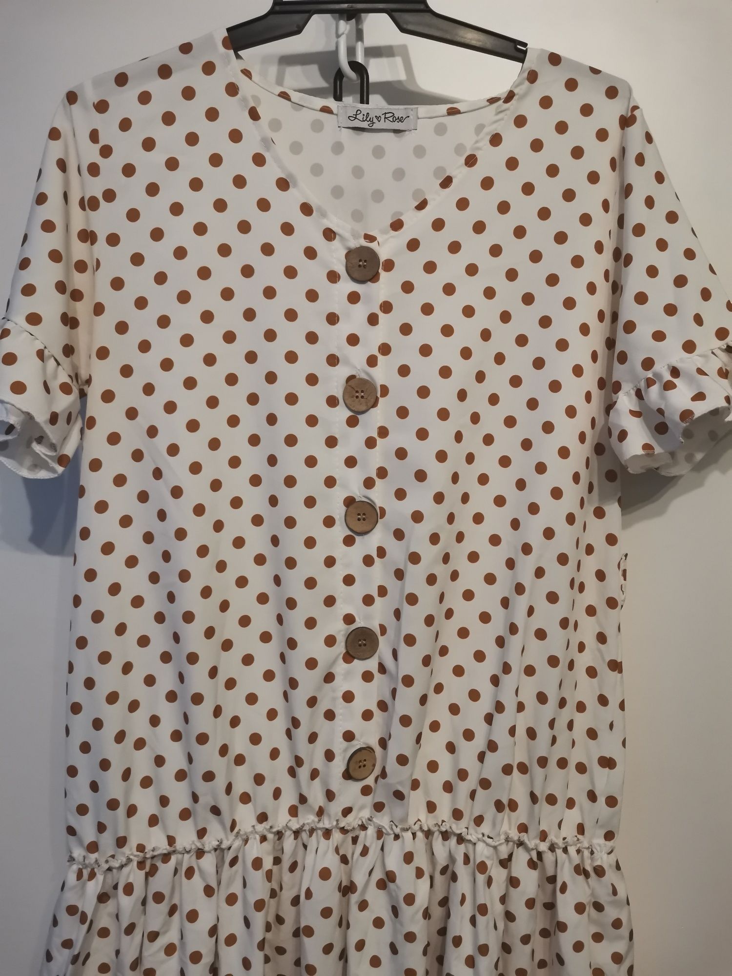 Sukienka damska Lily Rose rozmiar uniwersalny S-L, grochy, guziki