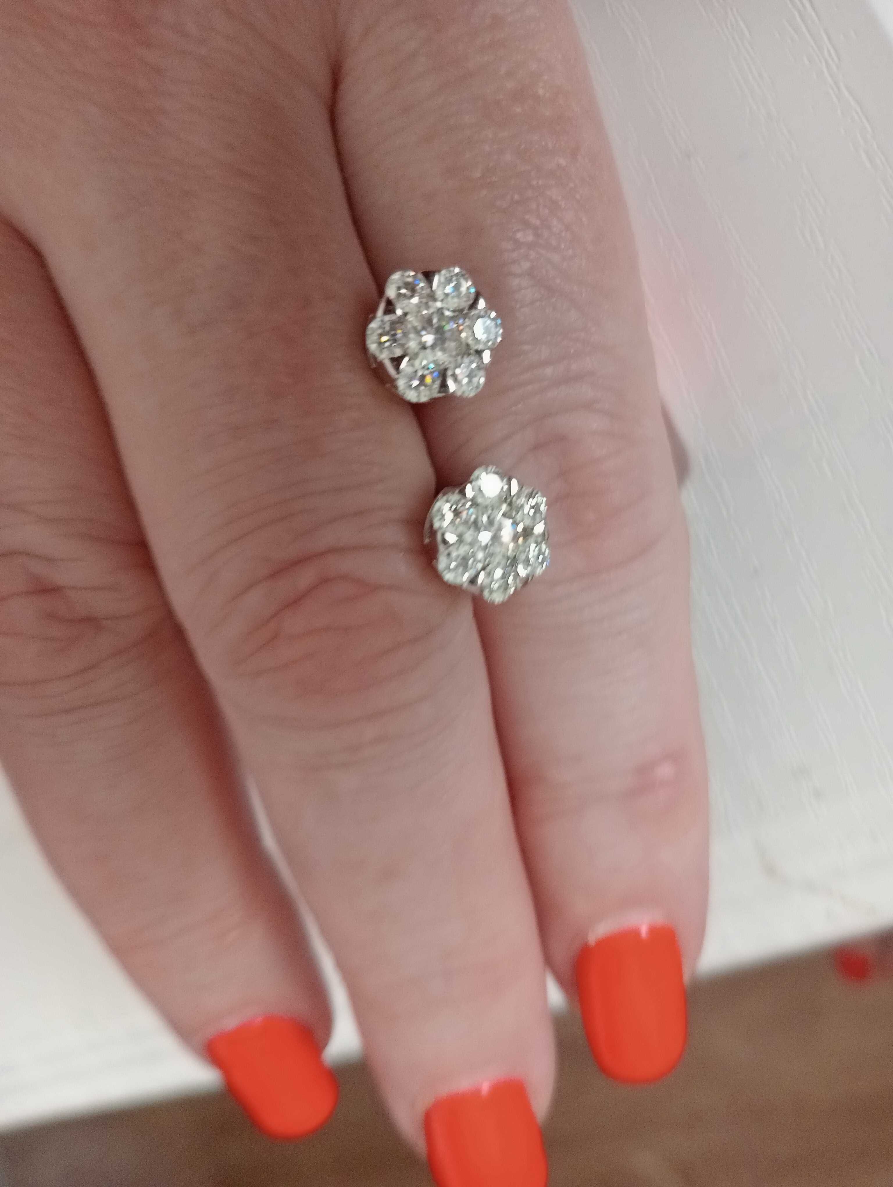 серьги пусеты бриллиантами муассанитами сербро 925gold Plated