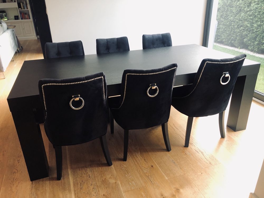 Zestaw Stół z drewna BoConcept + krzesła czarny drewniany fornir