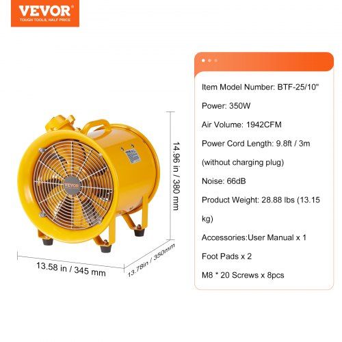 Ventilador de construção  Ventilador de construção com motor CA de 300