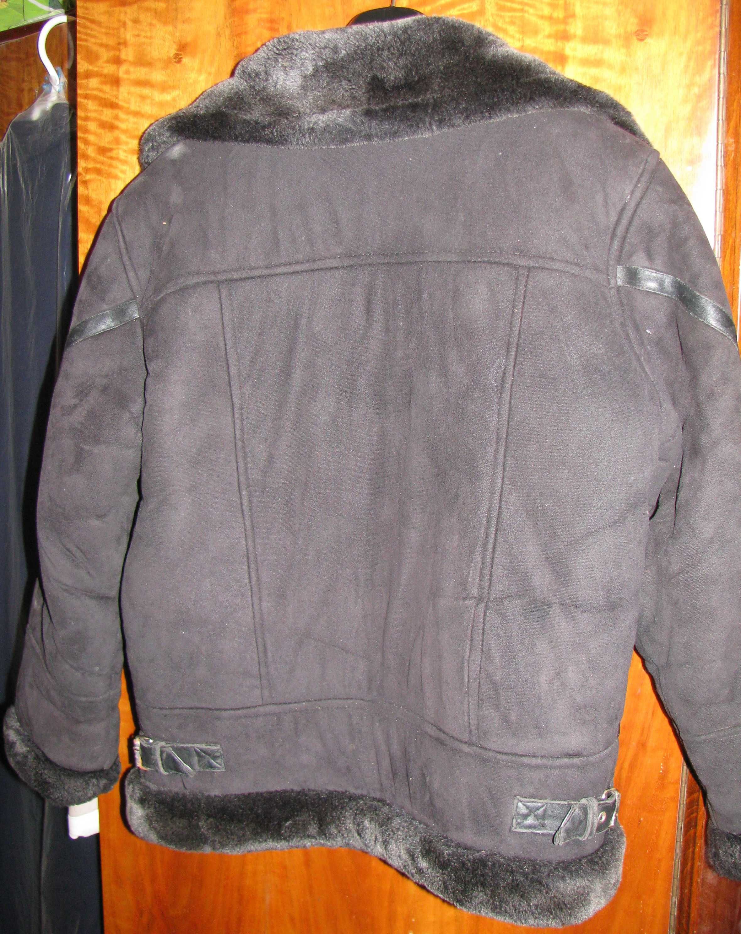 Дубленка Куртка детская черная на меху для мальчика Размер 44