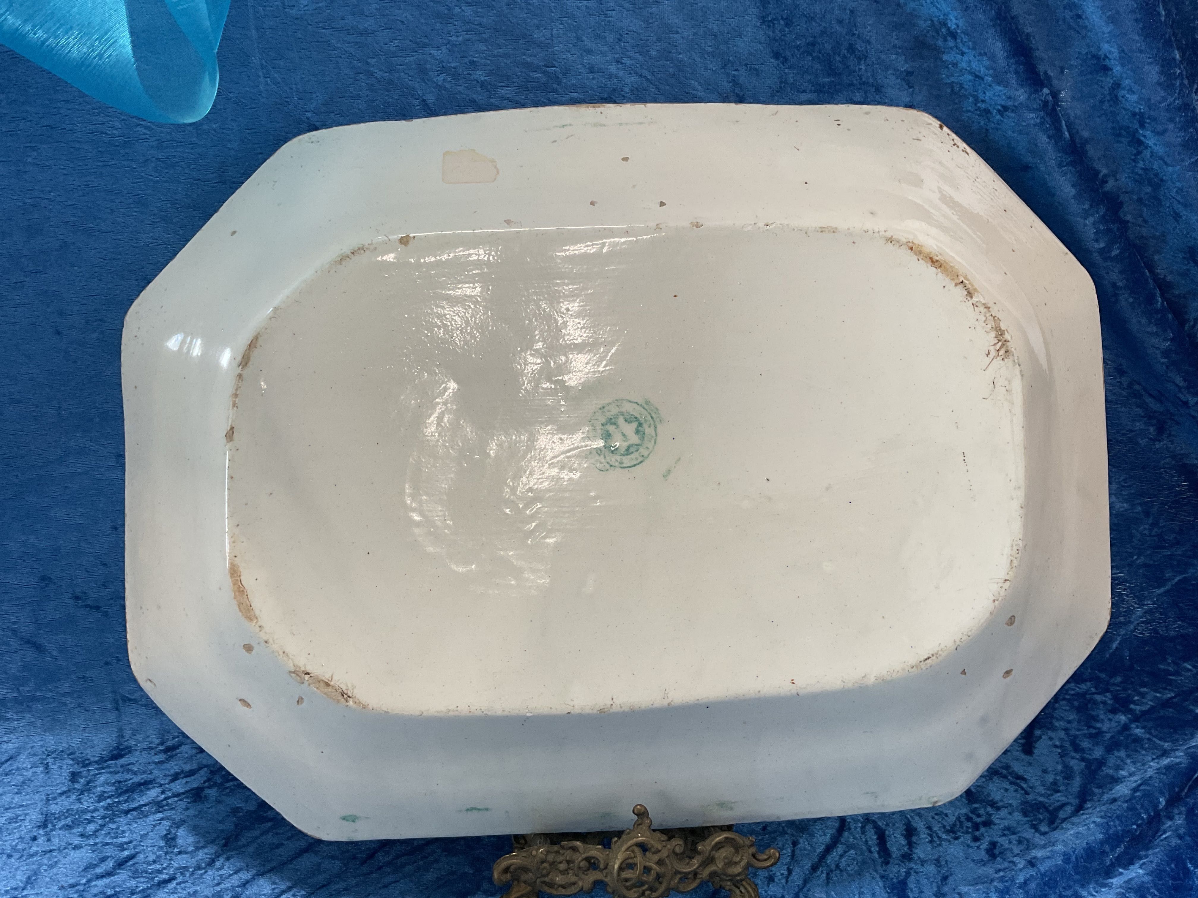 Travessa faiança sacavem verde 40x28 cm