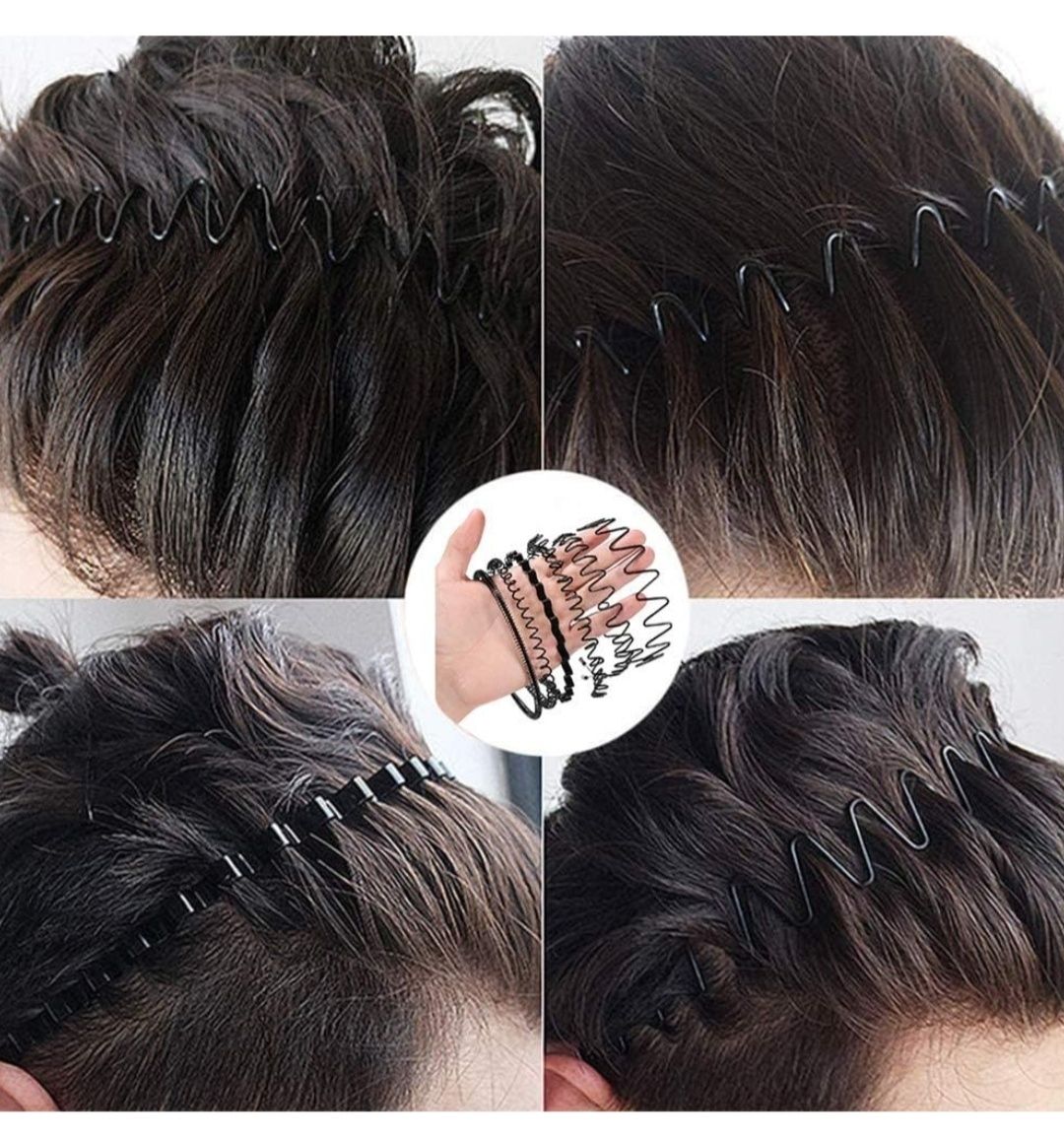 6 szt opasek do włosów unisex damsko-męskie czarne elastyczne