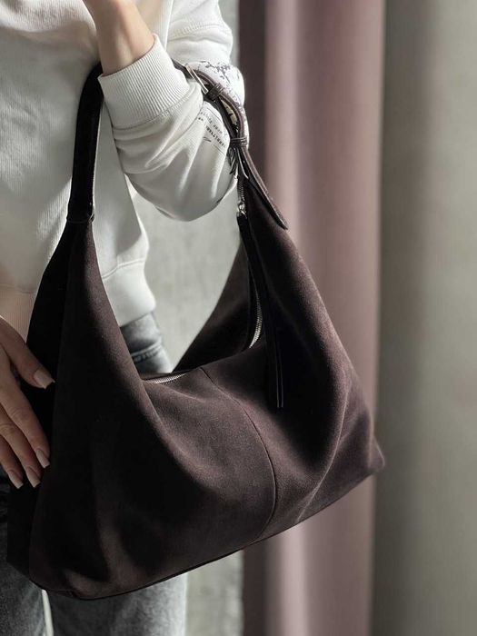 Сумка жіноча замшева коричньова