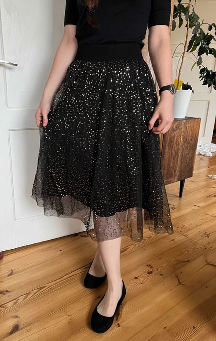 Piękna nowa czarno-złota cekinowa spódnica Lemonada Runway