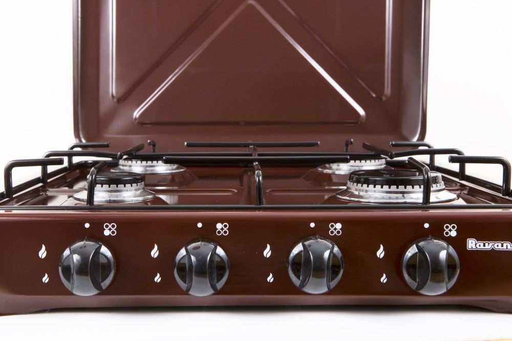 kuchenka gazowa czteropalnikowa na propan butan turystyczna kolor Brąz
