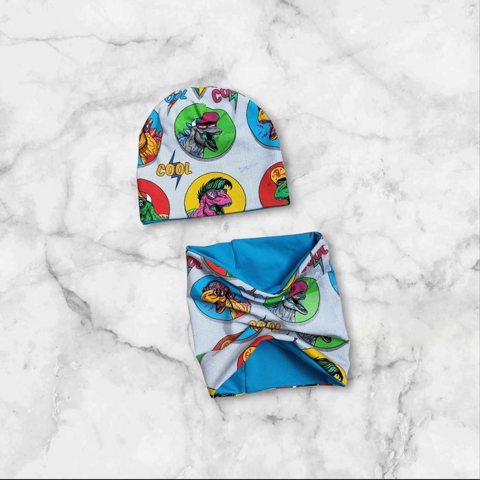 Komplet jesienny dla chłopca Dinozaury bawełniany 110 122 cm