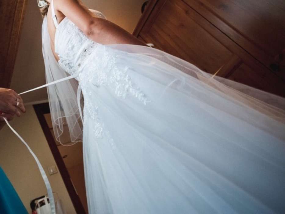 Suknia ślubna Elizabeth 34 36 (gorset, Swarovski, halka, welon, buty)