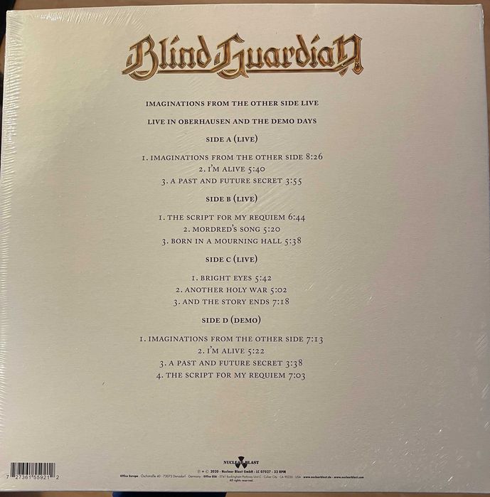 2LP Blind Guardian - Imaginations From The Other Side Live