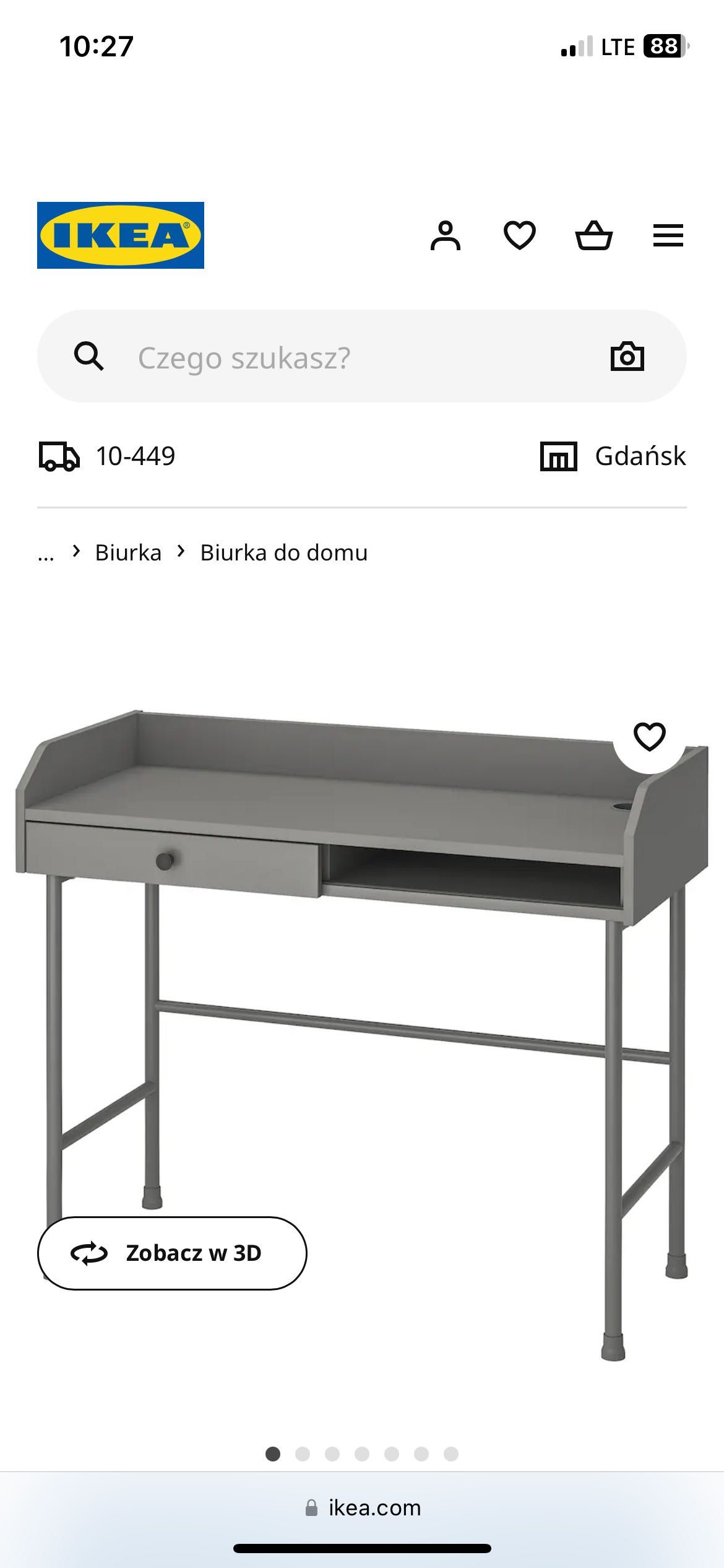 Biurko Ikea hauga szare