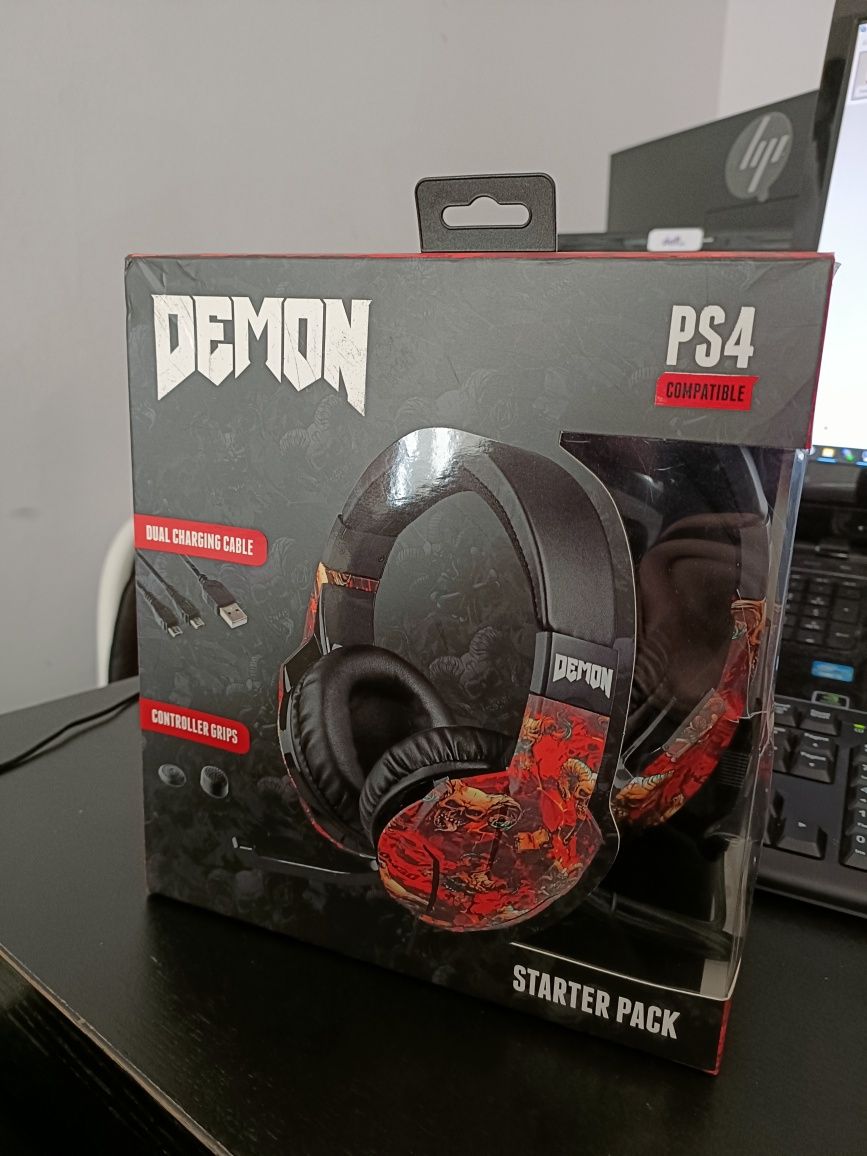 Auscultadores gaming INDECA Starter Pack Demon Edition PS4