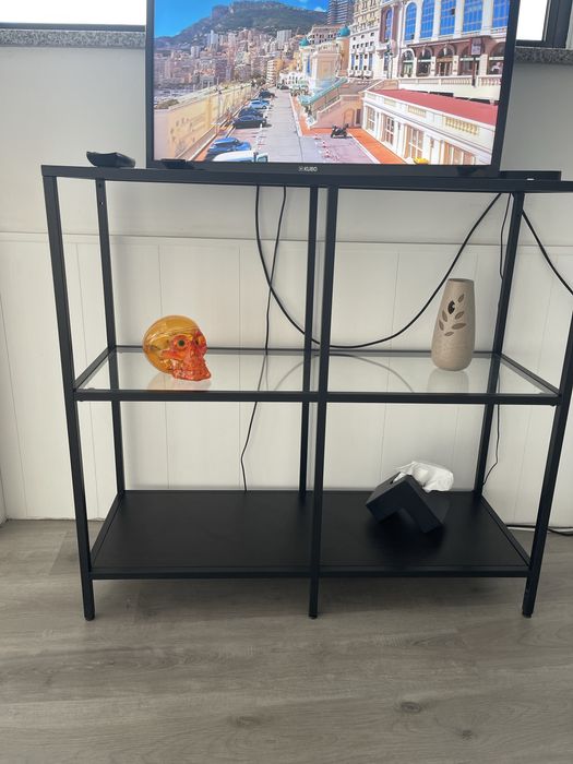 Estante vidro e metal