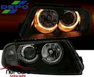 Reflektory Lampy przednie VW PASSAT B5 FL 3BG ANGEL EYES czarne