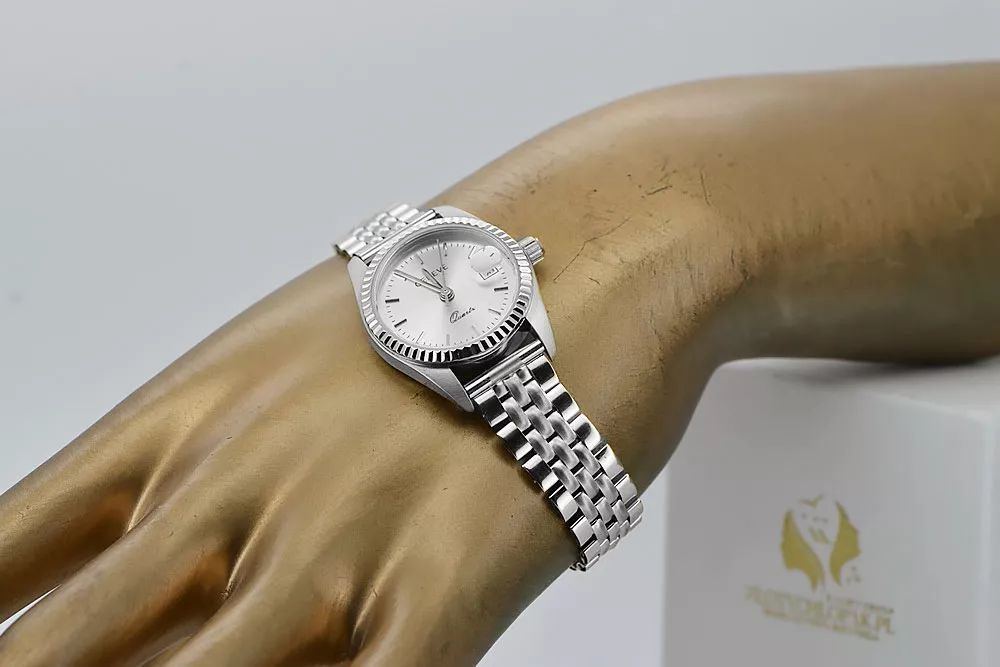 Zegarek damski z białego złota 14k z perłową tarczą lw020wds&lbw008w P