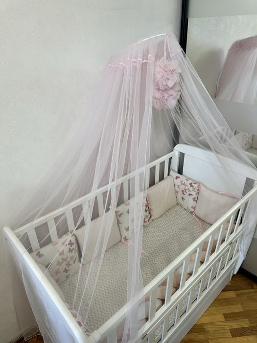 Дитяче ліжко (ліжечко) з матрацом та комплектом постілі