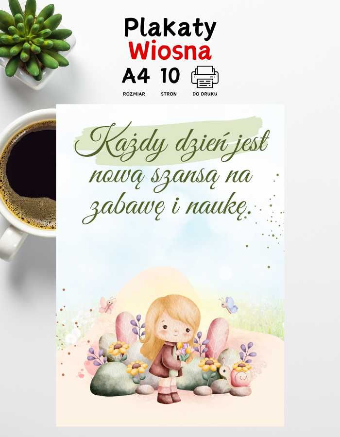 Plakaty motywacyjne dla dzieci do druku A4 – Wiosna