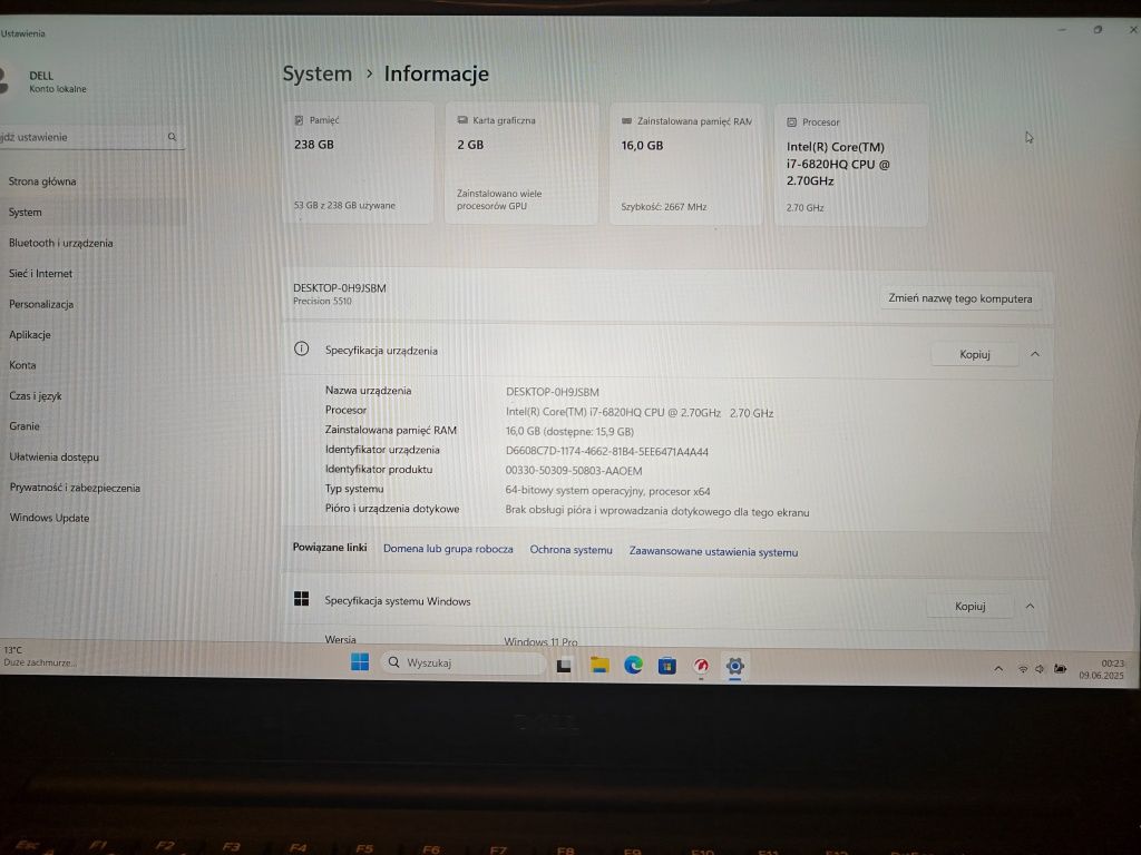 DELL precision 5510 i7 i 16GB