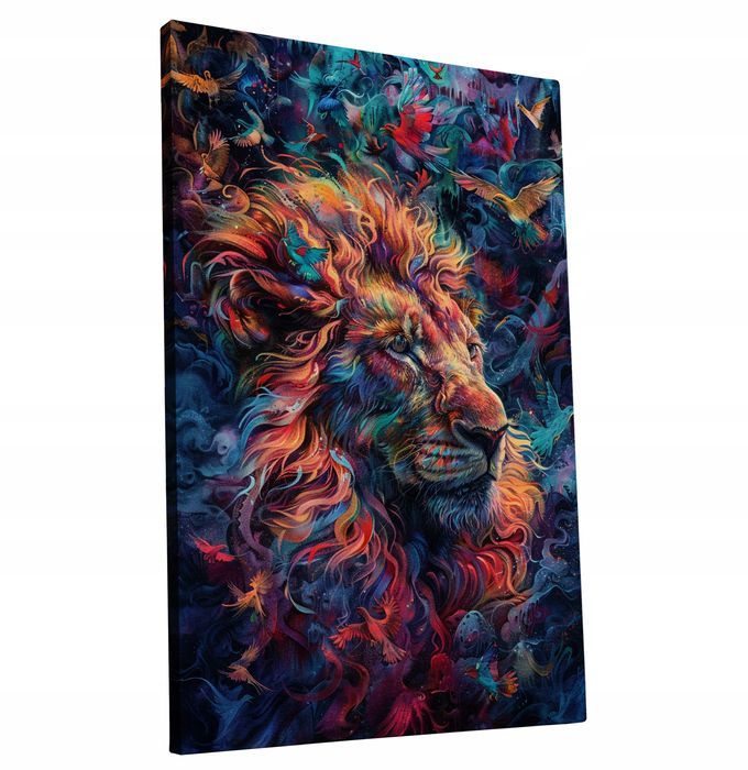 Obraz na płótnie Kolorowy Lew w Nowoczesnym Stylu 40x60 cm
