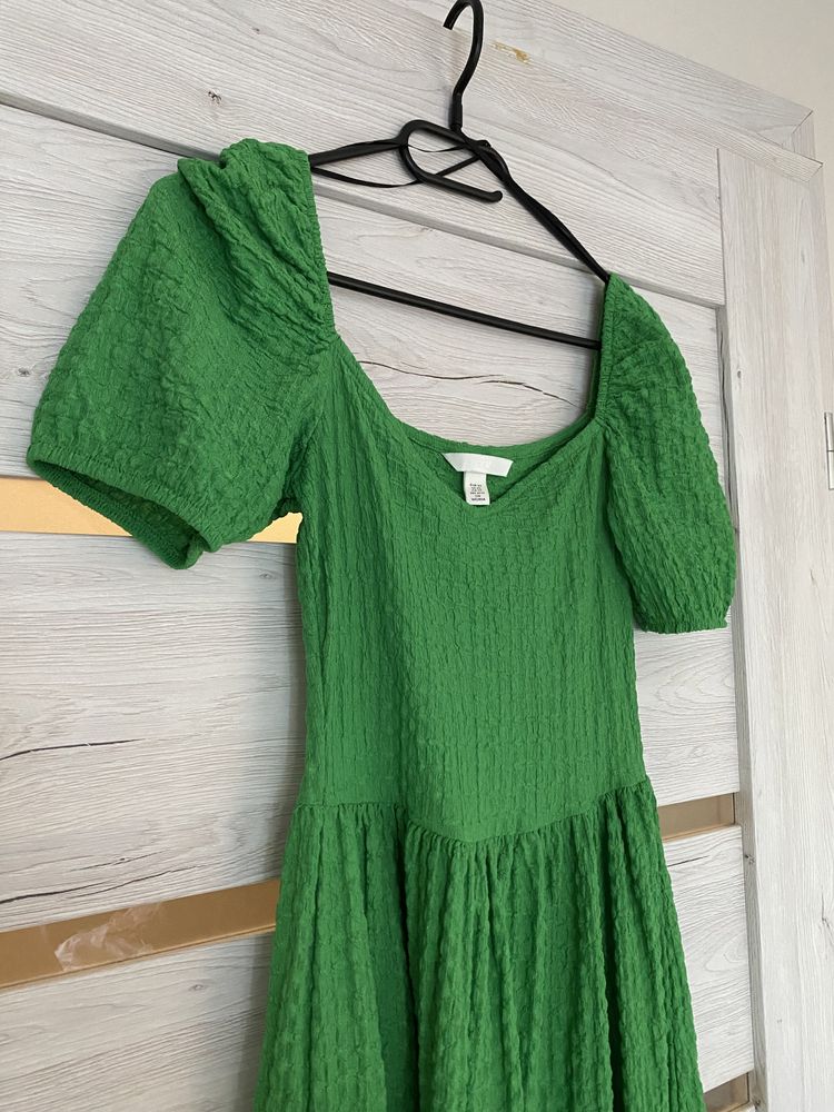 Zielona sukienka xs h&m nowa jesień butelkowa zieleń