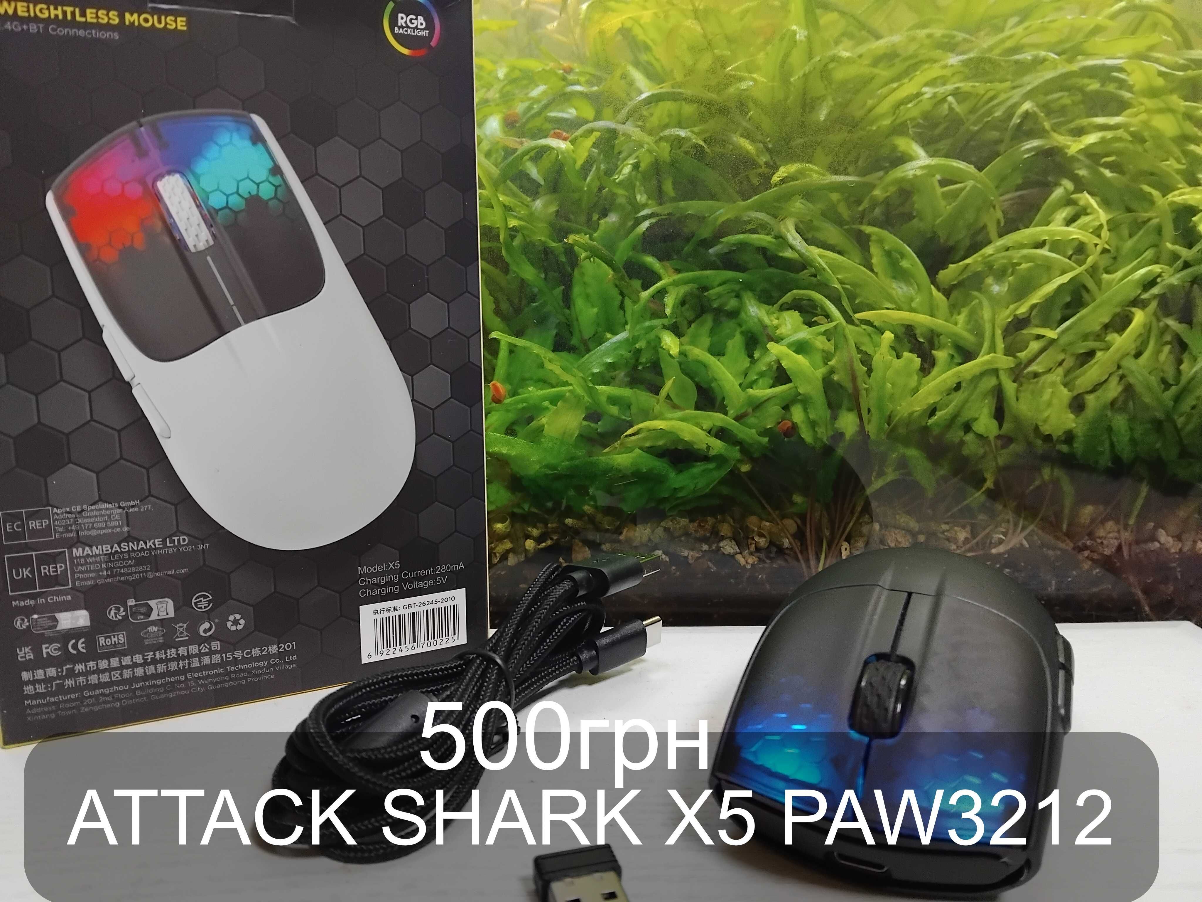 Оригинал  ATTACK SHARK X6 Х2 (R1) Smailwolf M6 WarvankV6 PRO PAW3395