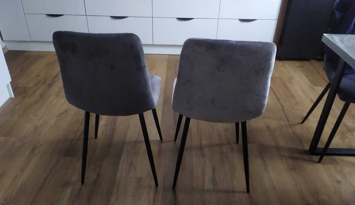 Pokrowce na krzesła skandynawskie welurowe 4 sztuki popiel