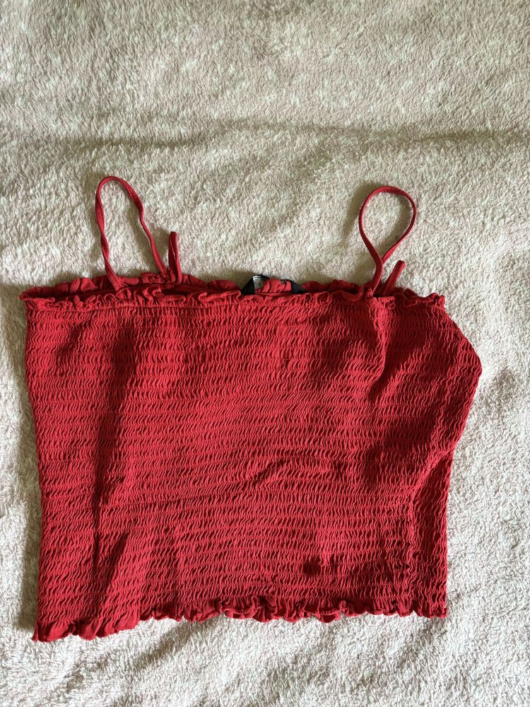 Top New Look, czerwony, na ramiączkach, M