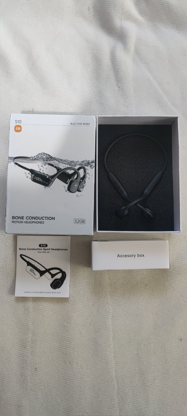 Чорні навушники Xiaomi Real Bone s10 (кісткові) + 32Гб МР3