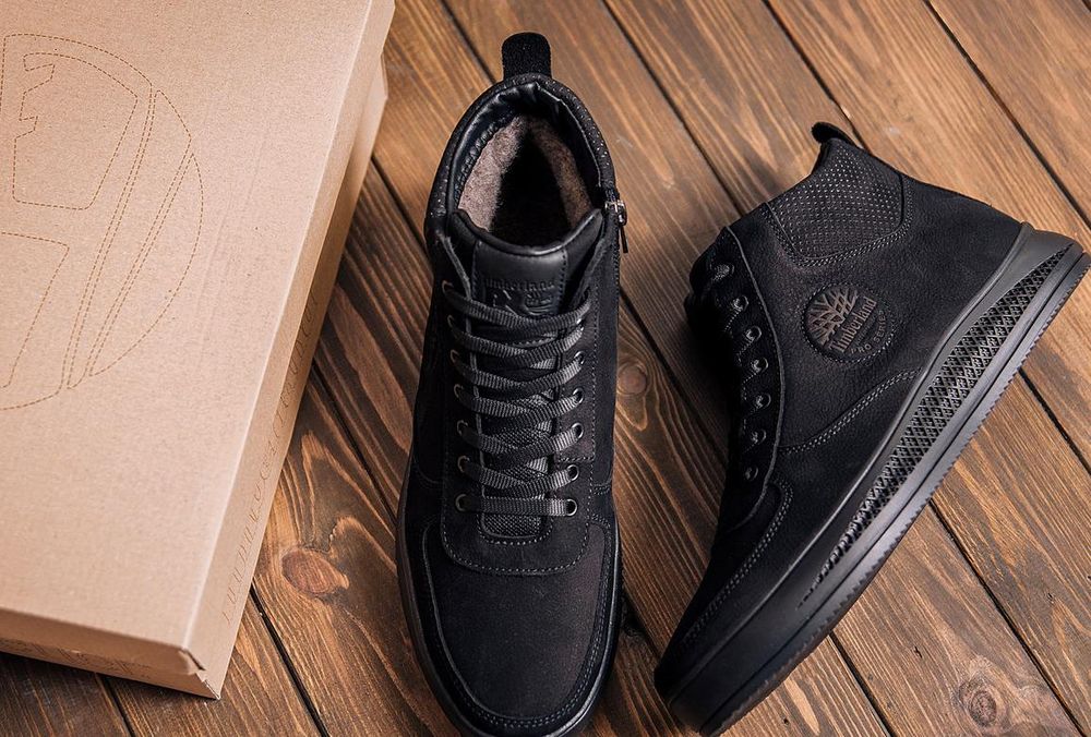 Ботинки Timberland мужские для зимы черные, Чоловічі зимові ботінки