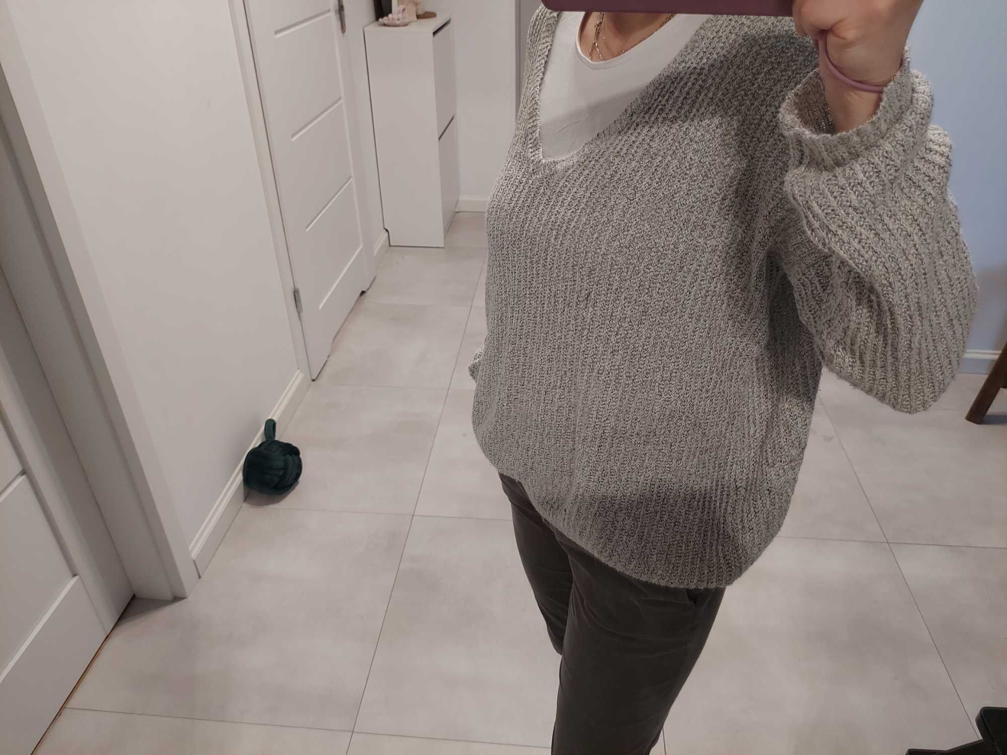 Szary sweter cienki oversize one size Brandy Melville