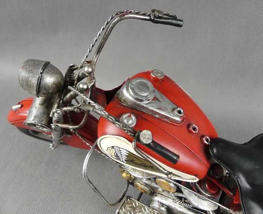 Duży Metalowy MOTOR retro INDIAN pojazd 43 cm motocykl