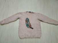 Włochaty sweter 110-116 dla dziewczynki różowy
