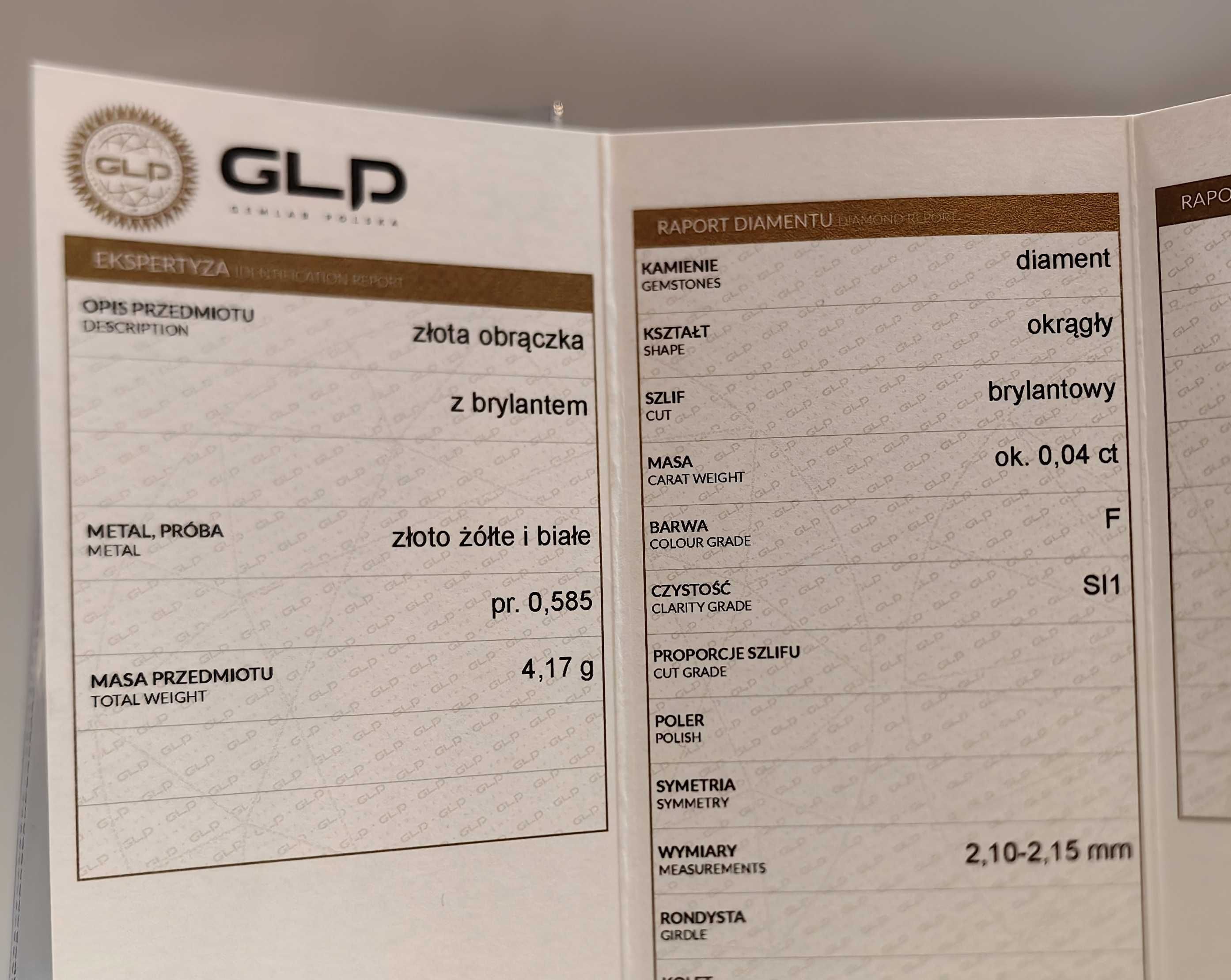 Złota Obrączka z Brylantem 585 14K 4,17g Brylant Diament Certyfikat AU