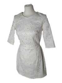 Biała sukienka na ślub cywilny cała w cyrkoniach