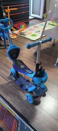 Дитячий самокат Best Scooter 5 в 1 синій з батьківською ручкою