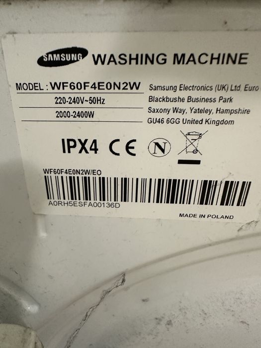 Pralka samsung 7kg biala uszkodzona