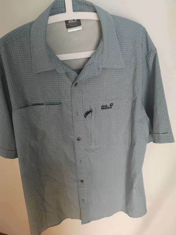 Jack Wolfskin Travel koszula w kratkę biało-niebieska r. XL